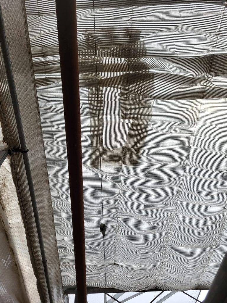 Greenhouse screen system maintenance and curtain replacement