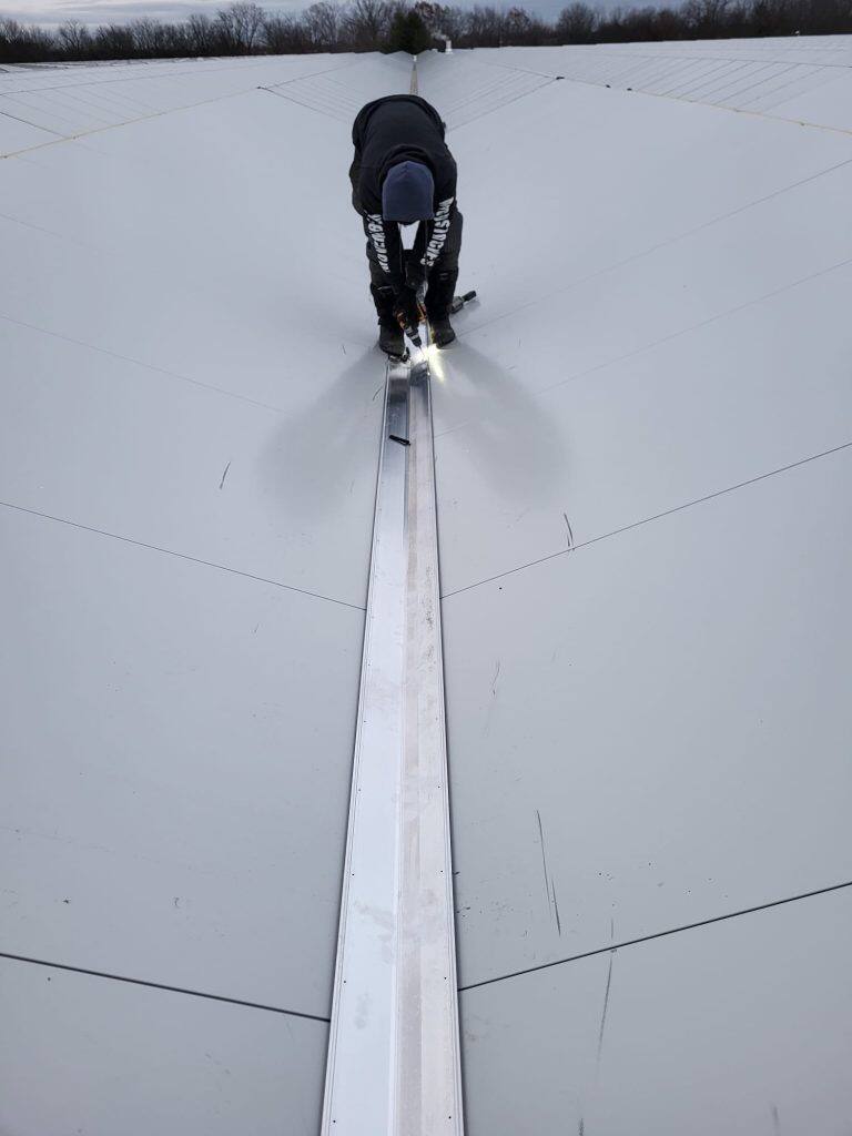 Greenhouse gutter plate fabrication at VGB Workers warehouse